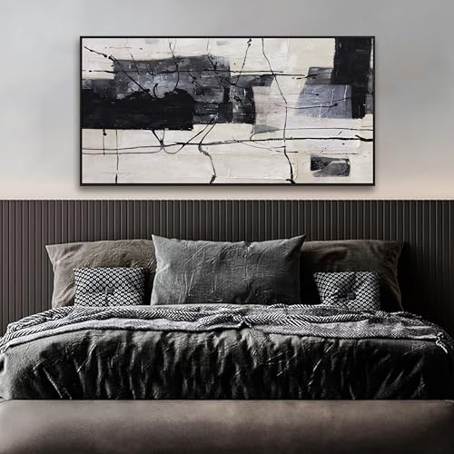 Black White Minimalist Wall Art Decor 20"x40" Framed Wall Art For Bedroom - color: Black, size: 40"L x 20"W