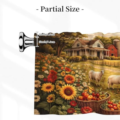 Farm Curtain Valance 54x18 Inches Window Treatment Rod Pocket Valance for Kitchen Bathroom Bedroom - color: Farm