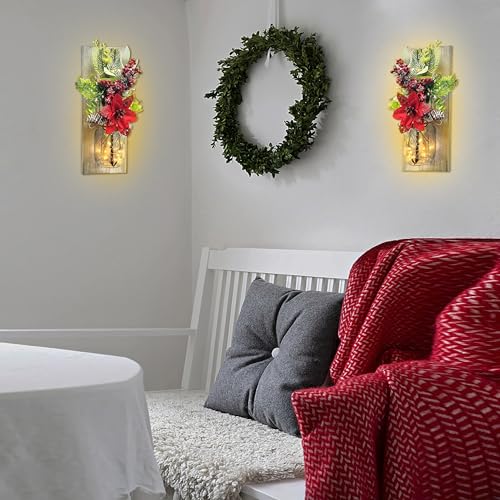 Mason Jar Sconce Decor Rustic Wall Sconces Christmas Wall Art Hanging - color: Rose+Dark Grey Board