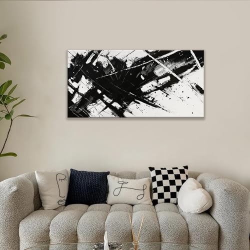 TAIJXAGSG Abstract Black And White Wall Art Canvas Art Wall Decor 20" X 40" - color: black, size: 40"L x 20"W