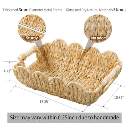 Coeusy 2 Pack Wicker Baskets, Cute Scalloped Baskets,Natural Water Hyacinth - color: Water Hyacinth
