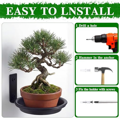 6 Pack 6'' Wall Mount Plant Holder with 8 Replaceable Trays, Black - size: 6 Inch