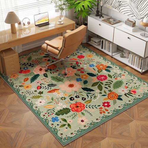 Rugcomf Area Rug 3x5 Washable, Green - color: Green, size: 3' x 5' (Rectangular)