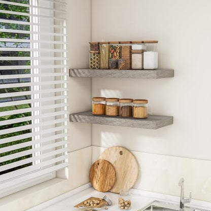 RICHFOCUS 24Inch Floating Shelves for Wall 2Pack, Grey, 8" Deep - color: Grey, size: 23.6"L x 8"D, Set of 2
