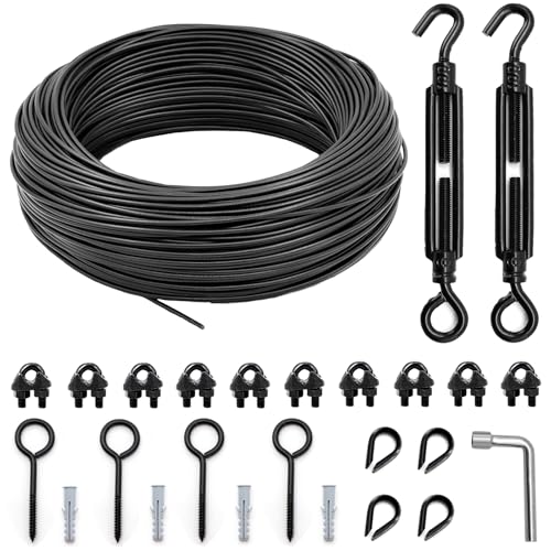 String Light Hanging Kit, All-Black Globe String Lights Suspension - size: 3/16 In. X 50 Ft.