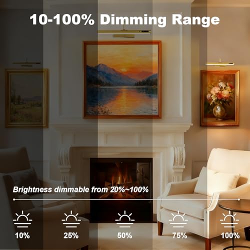 14-Inch Battery Operated Picture Light, Gold Finish Rechargeable Art Light - color: Brass