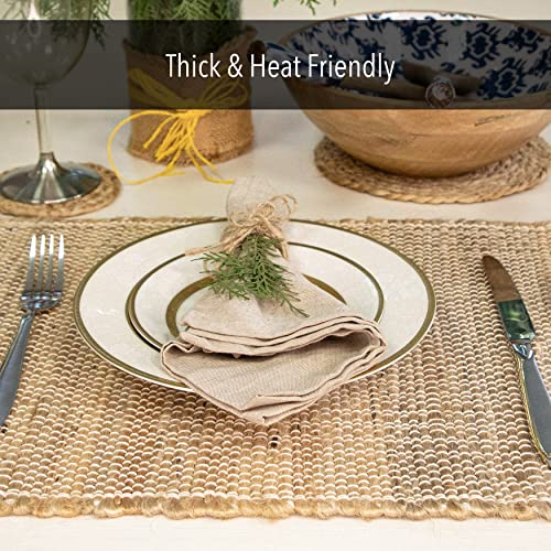 Chardin Home Eco-Friendly Natural Jute/Hemp Placemats 13''x''19, Set of 4 Natural/Beige Table Mats | Perfect for Holidays, Thanksgiving, Christmas, or Everyday Meals - size: 13x19 Inch.