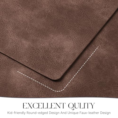 MOSAYT Vinyl Faux Leather Placemats, Set of 6, Coffee - color: Coffee