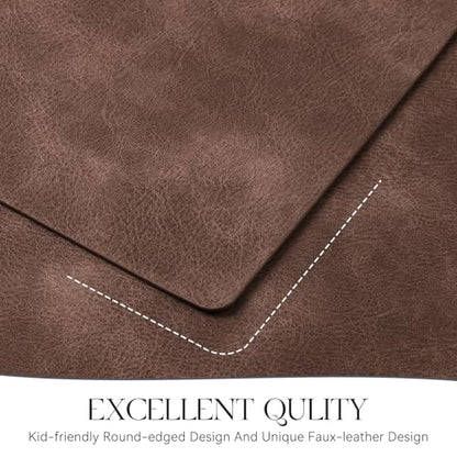 MOSAYT Vinyl Faux Leather Placemats, Set of 6, Coffee - color: Coffee