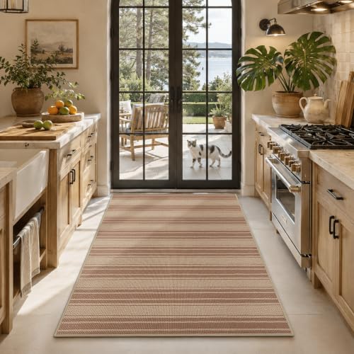 Striped Easy Jute 3x5 Outdoor Rug Washable Non Slip Khaki Rugs for Entryway Indoor Outdoor Farmhouse Neutral Door Mat for Backyard Patio Proch Living Room - color: Khaki/Striped, size: 3'*5'(Rectangular)