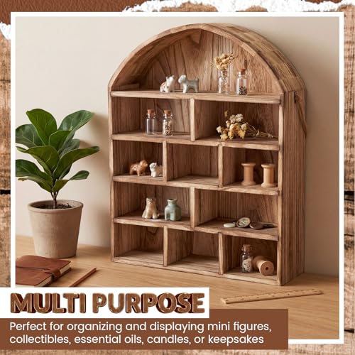 Cinnvoice 16x20 Arch Shadow Box Wall Mounted Display Shelf Cubby 4.7,Brown - color: Brown