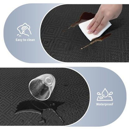 Kitchen Mat 2PCS Kitchen Rugs Cushioned Anti-Fatigue Rug Standing Desk Mat - color: Black, size: 59"L x 17.3"W x 0.4"Th