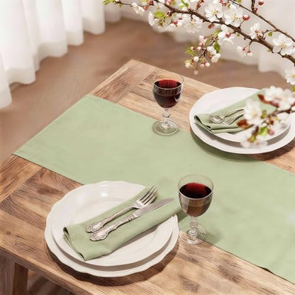 FOLINS&HOME 2 Pack Sage Green Waterproof Table Runner 48 Inches Long - color: Sage Green, size: 12" x 48" (2 Pcs)