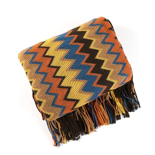 Throw Blanket Bohemian Knitted with Tassel 50x60 Inch (Coffee) - color: Coffee