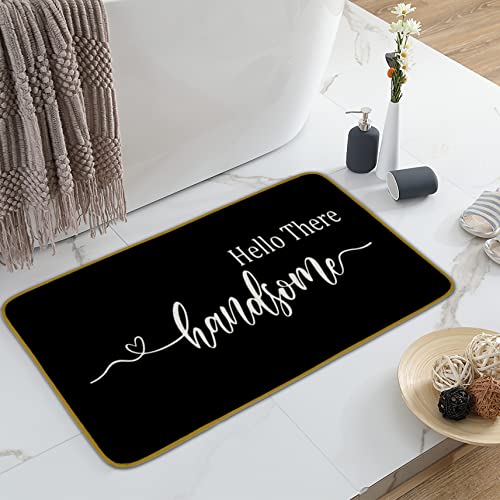 Burosev Good Morning Gorgeous, Hello There Handsome Bath Decorative Doormat, Funny Couple Wedding Gifts Farmhouse Decor for Home Indoor Front Bathroom Non Slip Bath Door Mat Set of 2 (17 x 30 Inch)