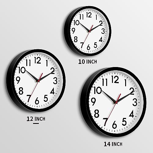 DAXSMY 12 Inch Wall Clock, Battery Operated Silent Non Ticking - color: A-black, size: 12"