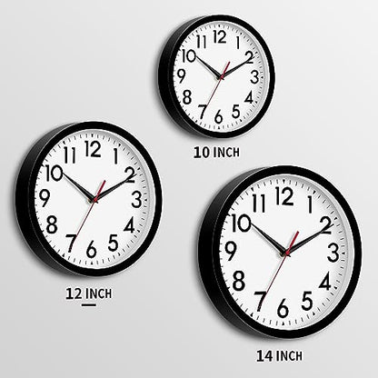 DAXSMY 12 Inch Wall Clock, Battery Operated Silent Non Ticking - color: A-black, size: 12"