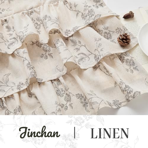 jinchan Alisa Ruffled Floral Valance Curtain 18 Inch 1 Panel Grey on Linen - color: Alisa Grey on Linen