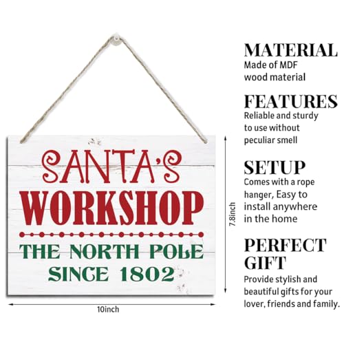 Christmas Decor, Santa Workshop Sign, Santa Gnome Sign, Rustic Hanging Wood Plaque Decoration, Funny Christmas Door Signs, Wall Decoration Art, Farmhouse Home Decor, Front Door Signs - color: Style 13