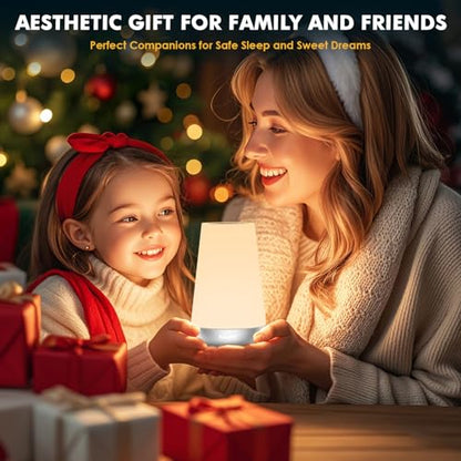Auxmir Rechargeable Night Light, Touch Table Lamp with Remote, Silver - color: Silver