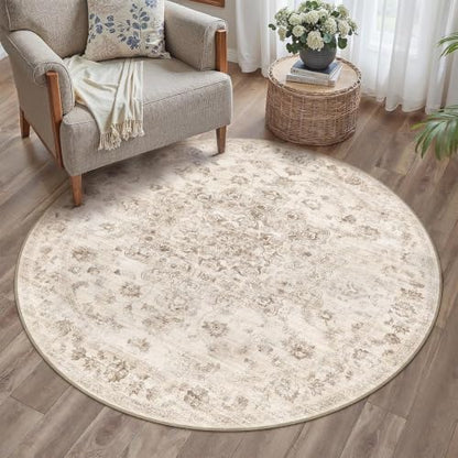 4x4 Beige Neutral Round Rug - color: Neutral | Beige, size: 4' (Round)