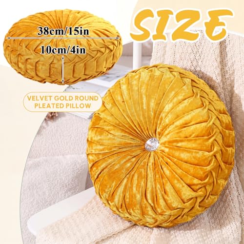 Drydiet 1 Pcs Round Pumpkin Throw Pillow Fall Pillow(Velvet Gold,15'') - color: Velvet Gold, size: 15''