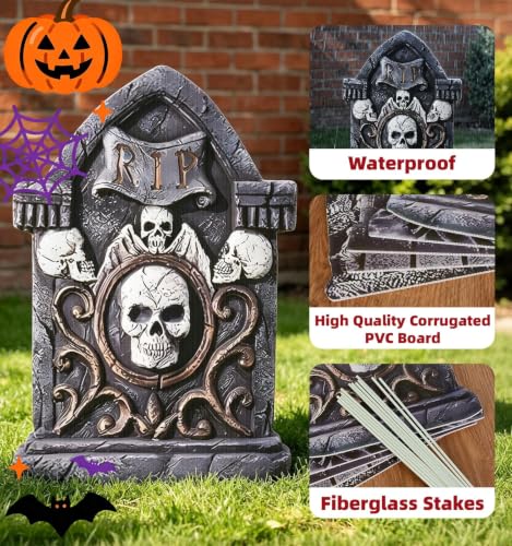17" Halloween Tombstones Outdoor Graveyard Decorations,5-Pack - size: 17INCH