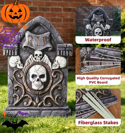 17" Halloween Tombstones Outdoor Graveyard Decorations,5-Pack - size: 17INCH
