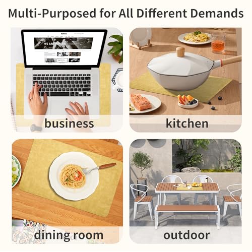 Maxpearl Faux Leather Placemats Set of 6, Easy to Clean, Light Yellow - color: Light Yellow