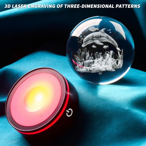 Dolphin Reef Crystal Ball Night Light, 3.15 Inch with LED Base - color: Ocean Dolphin