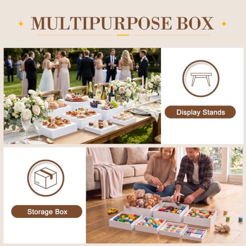 Leinuosen 7 Pcs Large Acrylic Buffet Risers, 8-14" Square, White - color: White, size: 8" to 14", style: Short Square