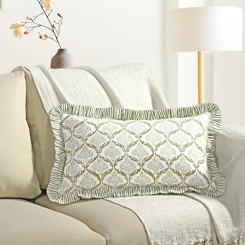 CPC Fern Regal Block Print Ruffle Sham Pillow Cover 12x20 Inch, Pack of 1 - color: Fern Regal, size: 20" x 12" (Pack of 1)