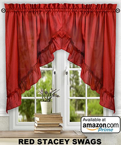 Ellis Curtain Stacey 54-by-13 Inch Ruffled Filler Valance (Red) - color: Red