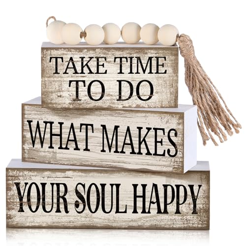 Yuntau 4 Pcs Farmhouse Tabletop Decoration Inspirational Tiered Tray Decor - style: Inspirational
