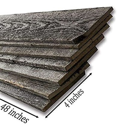 Rockin' Wood Real Wood Peel & Stick 2 & 4 Foot Length Rustic Reclaimed Naturally Weathered Barn Wood Accent Paneling Planks for Walls, 23 Square Feet - size: 23 Square Feet