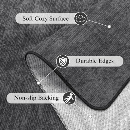 4x6 Washable Area Rug, Black Solid Area Rugs for Living Room & Bedroom - color: Black, size: 4' x 6' (Rectangular)