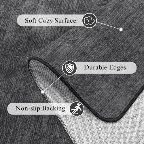 10x14 Washable Area Rug, Black Solid Area Rugs for Living Room & Bedroom - color: Black, size: 10' x 14' (Rectangular)