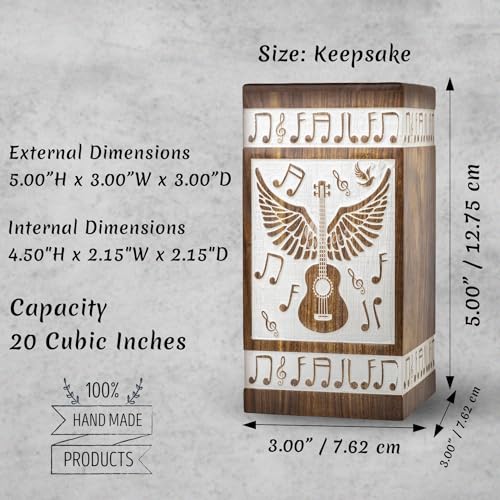Guitar Wings Keepsake Urns for Human Ashes, Set of 4, White - color: Antique White, size: Keepsake Set of 4 (20 Cu In Each)