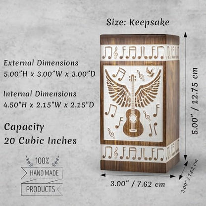 Guitar Wings Keepsake Urns for Human Ashes, Set of 4, White - color: Antique White, size: Keepsake Set of 4 (20 Cu In Each)