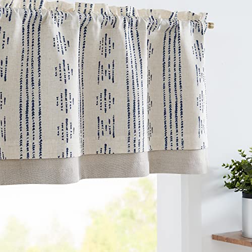 jinchan Striped Valance 18 Inch Modern Boho 1 Panel Blue on Linen - color: Boho Blue on Linen, size: 50"W x 18"L (Pack of 1)
