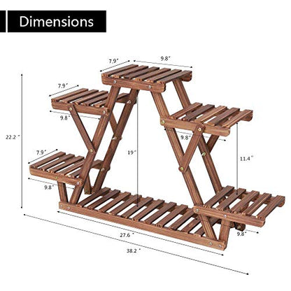 Ufine Wood Plant Stand Triangular Multi-Tier Plant Display Shelf