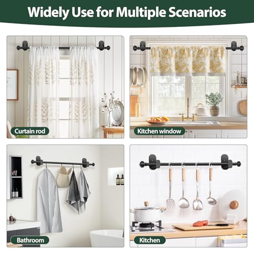 KAMANINA Curtain Rods No Drilling for Windows 32 to 86 Inches, Black - color: Black, size: 32-86"