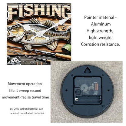 Fish Wooden Battery Operated Wall Clock for Kitchen 12 Inch - color: Brown2, size: 12 Inch