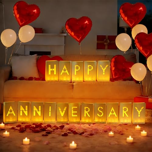 Happy Anniversary Light Up Letters, Anniversary Decor - color: Happy Anniversary