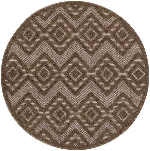Nourison Home Versatile Brown 4' x Round Area Rug - Easy Clean, Non Shedding, Bed Room, Living Room, Dining Room, Kitchen (4' x Round) - color: Brown, size: 4' (Round)