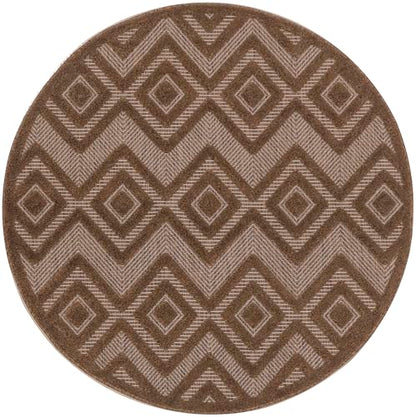 Nourison Home Versatile Brown 4' x Round Area Rug - Easy Clean, Non Shedding, Bed Room, Living Room, Dining Room, Kitchen (4' x Round) - color: Brown, size: 4' (Round)