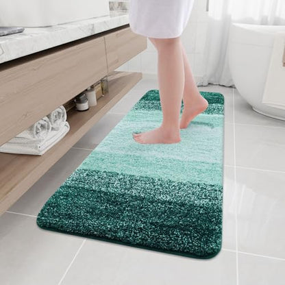 Arotive Microfiber Bathroom Rugs, Shaggy Soft Absorbent Bath Rug, 47x17 - color: Dark Green, size: 47" X 17"