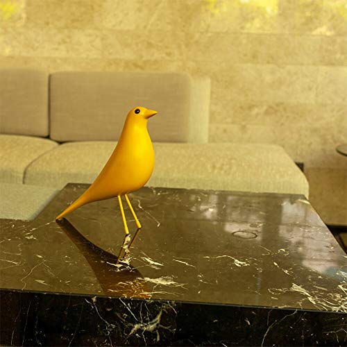 Mid Century Modern Bird Figurine, Resin Shelf Decor Accent (Yellow) - color: Yellow