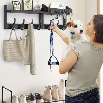 Evermagin 29" Coat Rack Wall Mount with Shelf for Entryway, Black - color: Black, size: 29 inch