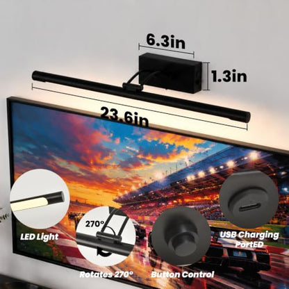 Battery Operated Picture Light for Wall,Matte Black 23.6-Inch - color: Black, size: 23.6 Inch
